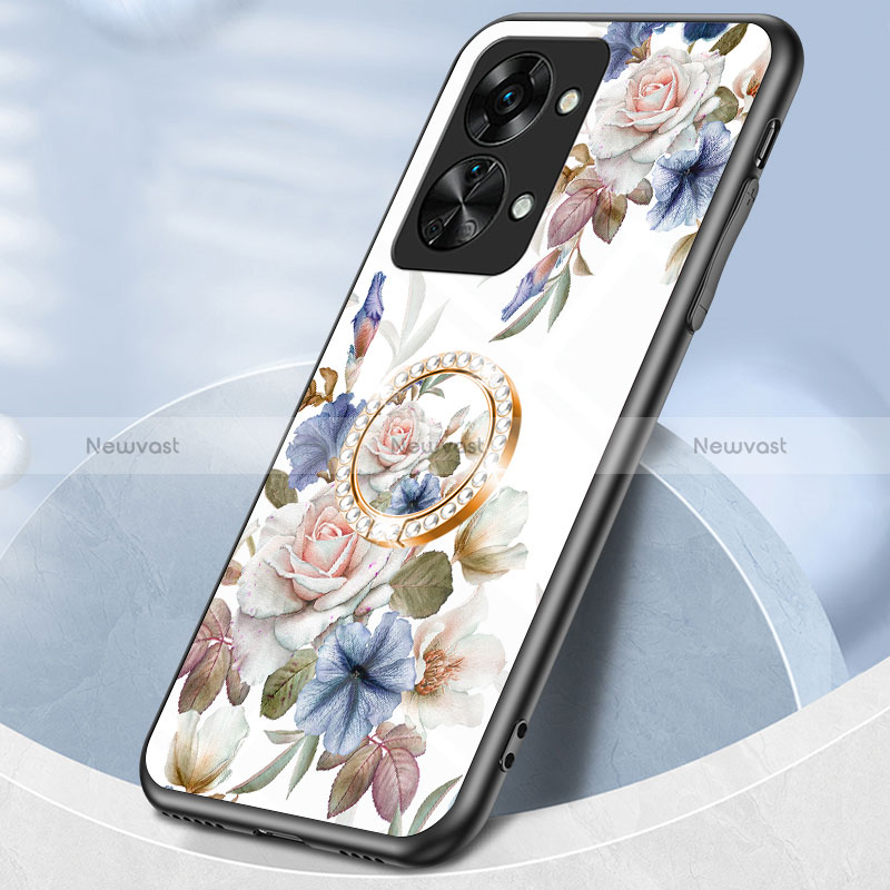 Silicone Frame Flowers Mirror Case Cover S01 for OnePlus Nord 2T 5G