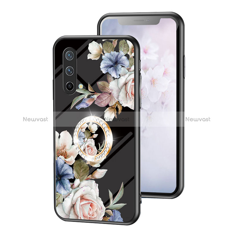 Silicone Frame Flowers Mirror Case Cover S01 for OnePlus Nord CE 5G