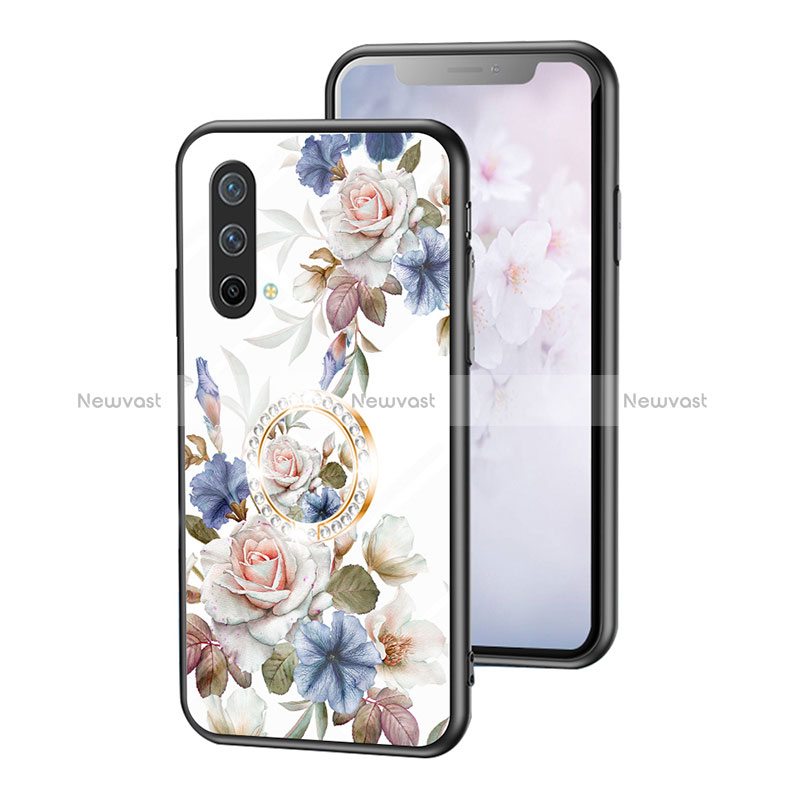 Silicone Frame Flowers Mirror Case Cover S01 for OnePlus Nord CE 5G