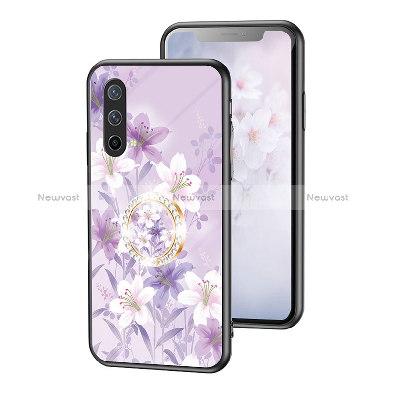 Silicone Frame Flowers Mirror Case Cover S01 for OnePlus Nord CE 5G