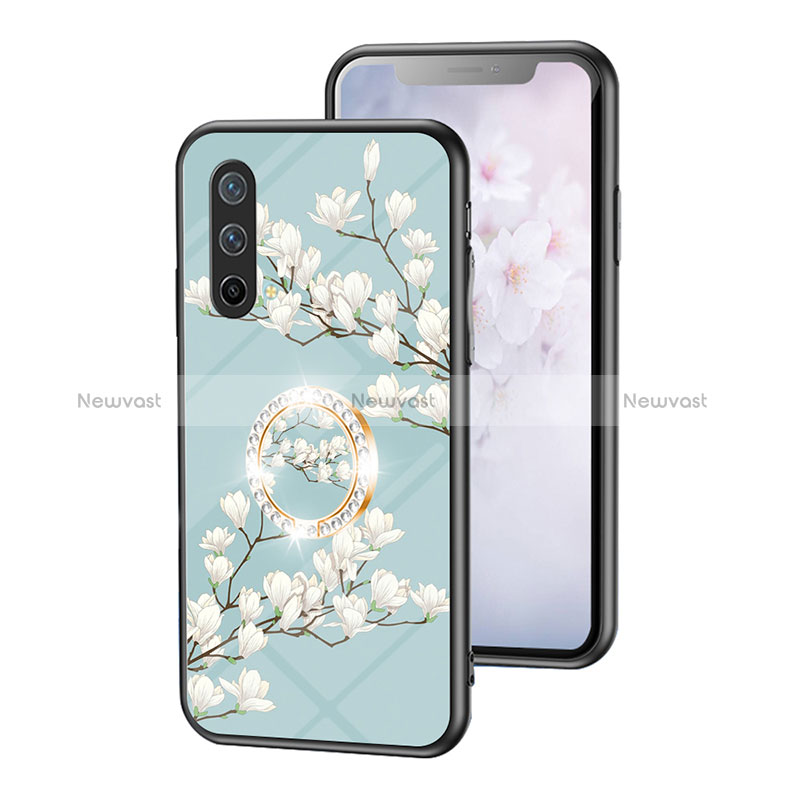 Silicone Frame Flowers Mirror Case Cover S01 for OnePlus Nord CE 5G