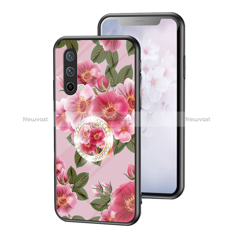 Silicone Frame Flowers Mirror Case Cover S01 for OnePlus Nord CE 5G