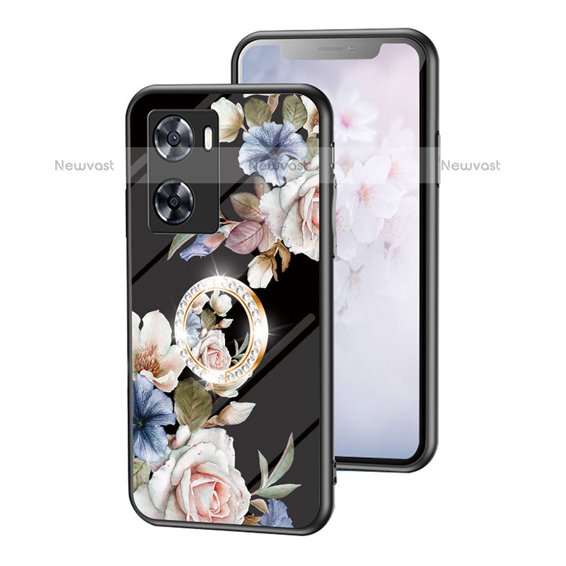 Silicone Frame Flowers Mirror Case Cover S01 for OnePlus Nord N20 SE Black