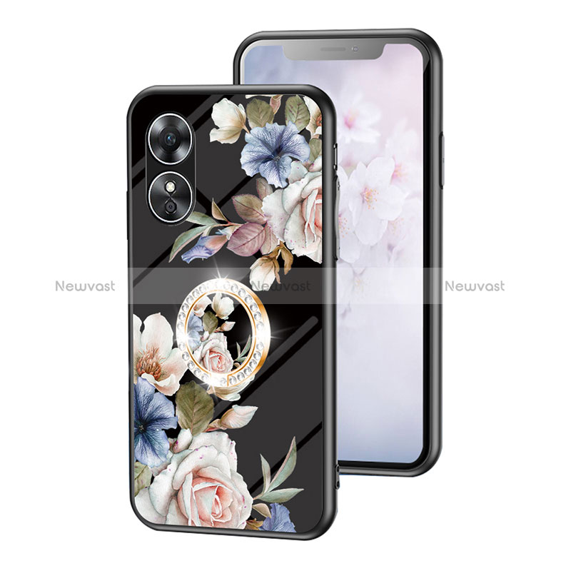 Silicone Frame Flowers Mirror Case Cover S01 for Oppo A17