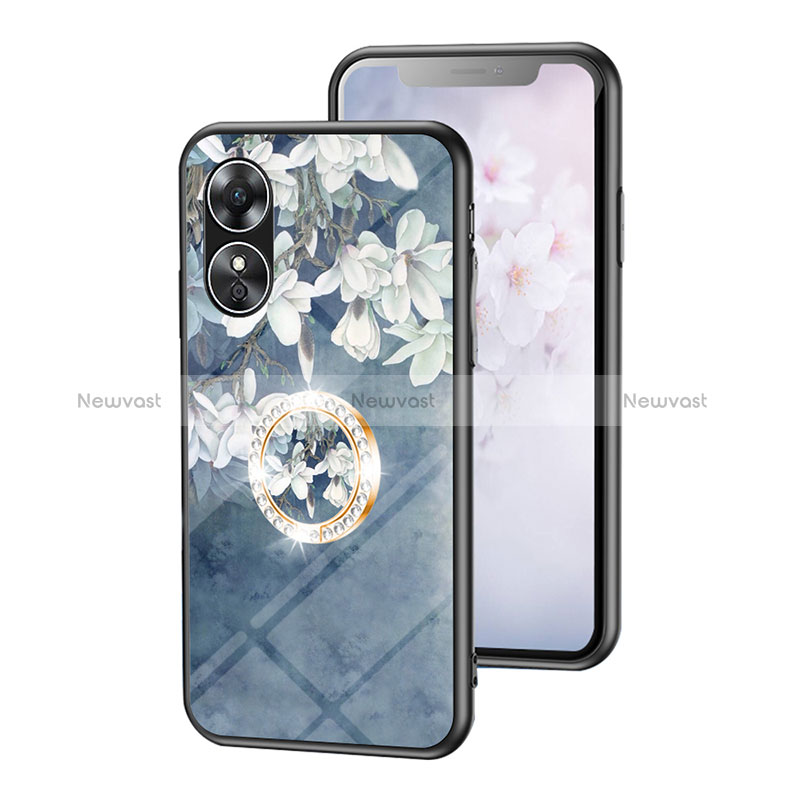 Silicone Frame Flowers Mirror Case Cover S01 for Oppo A17