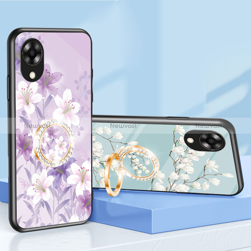 Silicone Frame Flowers Mirror Case Cover S01 for Oppo A17K