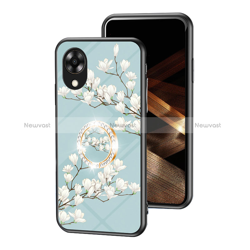 Silicone Frame Flowers Mirror Case Cover S01 for Oppo A17K