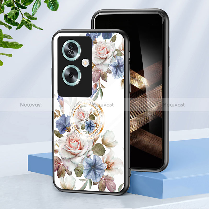 Silicone Frame Flowers Mirror Case Cover S01 for Oppo A2 5G