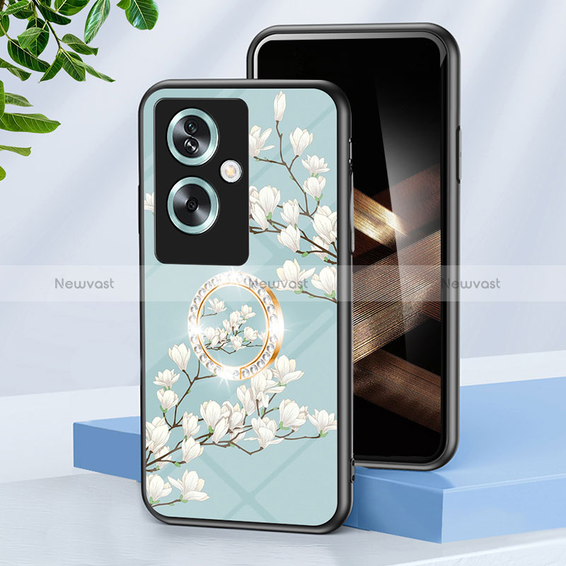 Silicone Frame Flowers Mirror Case Cover S01 for Oppo A2 5G