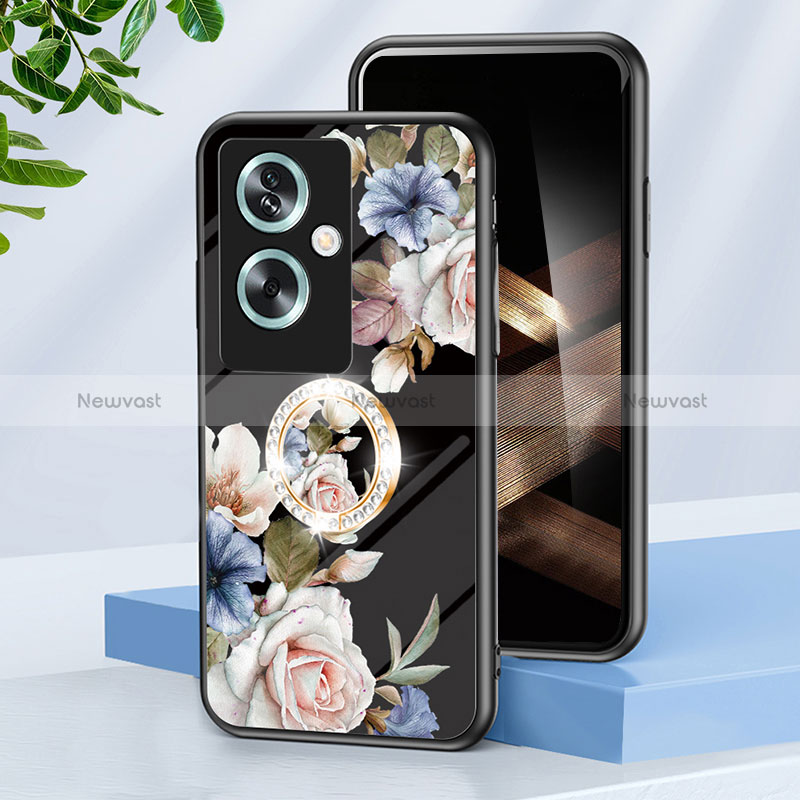 Silicone Frame Flowers Mirror Case Cover S01 for Oppo A2 5G