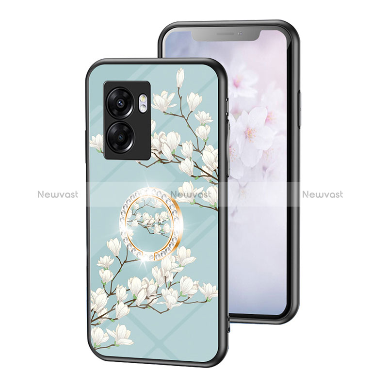 Silicone Frame Flowers Mirror Case Cover S01 for Oppo A57 5G