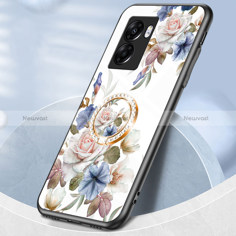 Silicone Frame Flowers Mirror Case Cover S01 for Oppo A57 5G