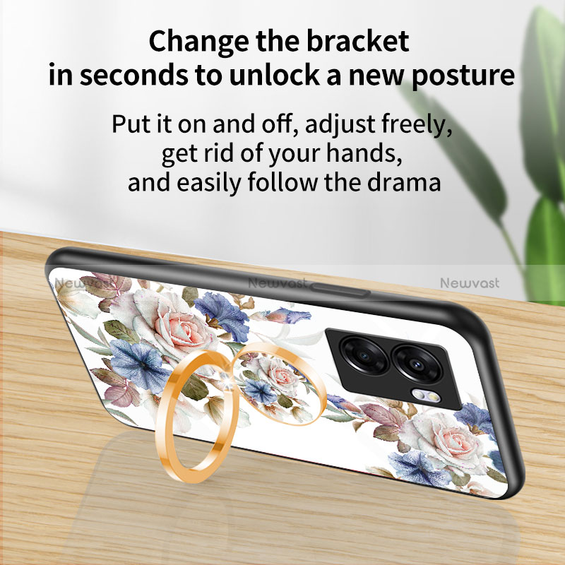 Silicone Frame Flowers Mirror Case Cover S01 for Oppo A77 5G