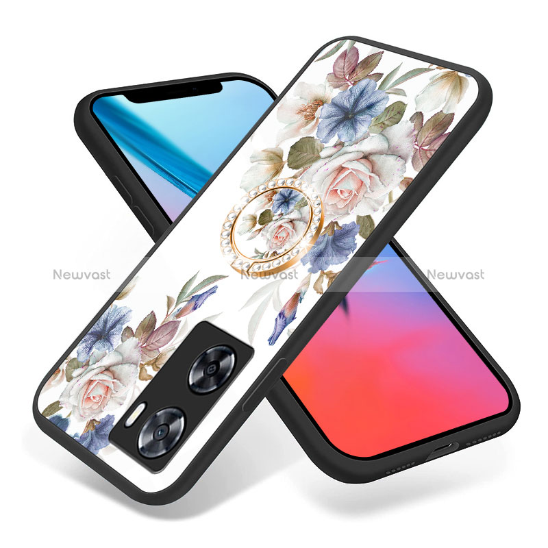 Silicone Frame Flowers Mirror Case Cover S01 for Oppo A77s