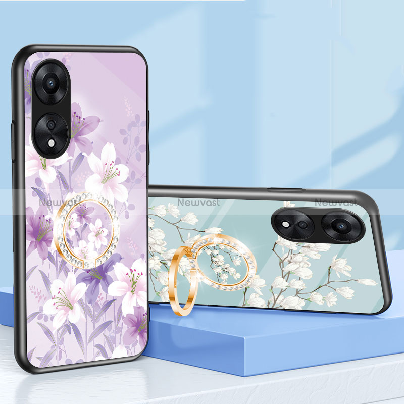 Silicone Frame Flowers Mirror Case Cover S01 for Oppo A78 4G