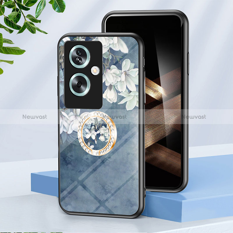 Silicone Frame Flowers Mirror Case Cover S01 for Oppo A79 5G