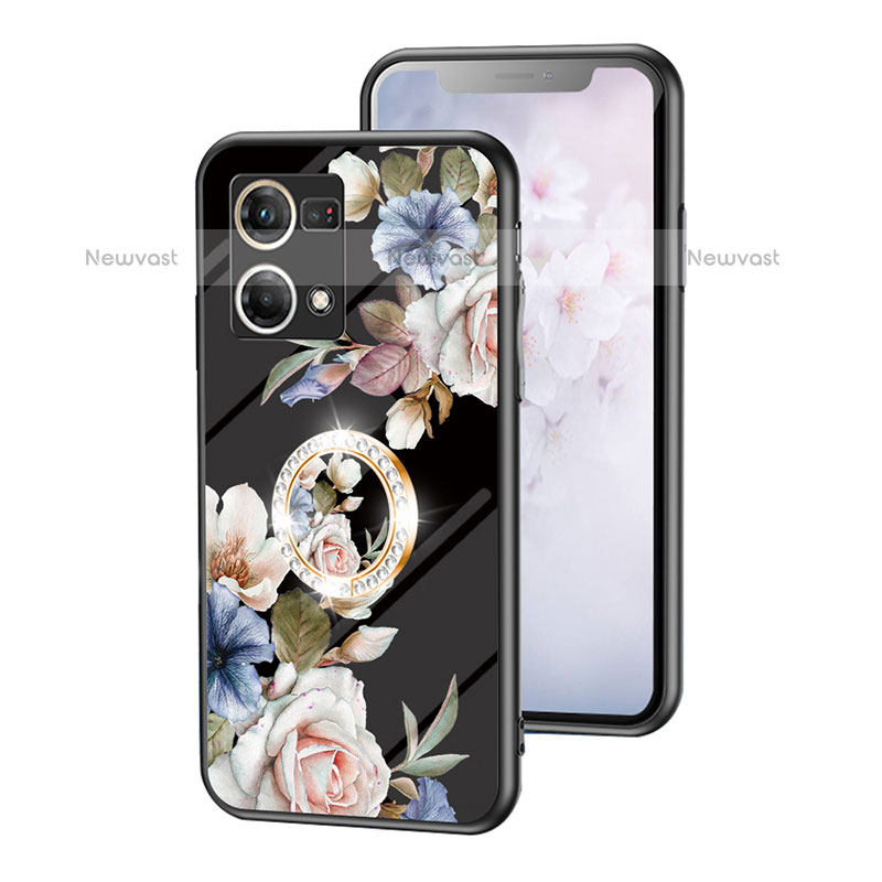 Silicone Frame Flowers Mirror Case Cover S01 for Oppo F21 Pro 4G