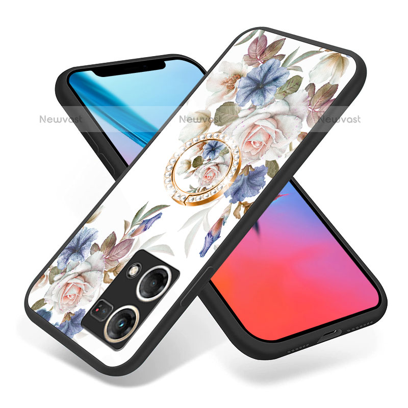 Silicone Frame Flowers Mirror Case Cover S01 for Oppo F21s Pro 4G