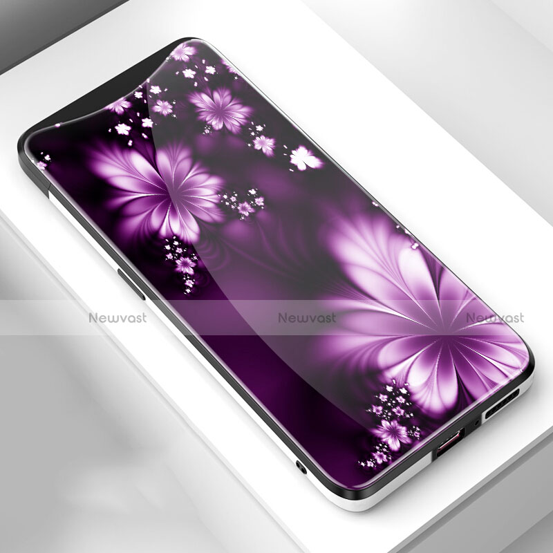 Silicone Frame Flowers Mirror Case Cover S01 for Oppo Find X Purple