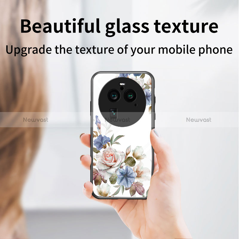 Silicone Frame Flowers Mirror Case Cover S01 for Oppo Find X6 5G