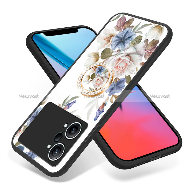 Silicone Frame Flowers Mirror Case Cover S01 for Oppo K10 Pro 5G