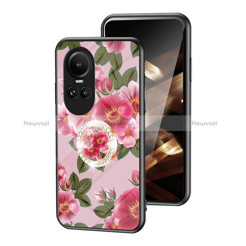 Silicone Frame Flowers Mirror Case Cover S01 for Oppo Reno10 5G