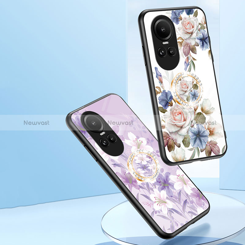 Silicone Frame Flowers Mirror Case Cover S01 for Oppo Reno10 5G