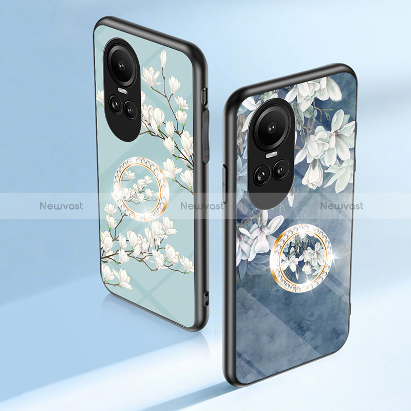 Silicone Frame Flowers Mirror Case Cover S01 for Oppo Reno10 5G