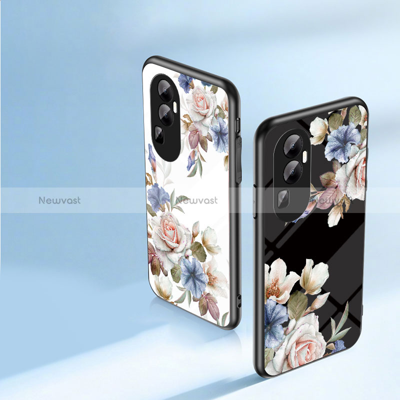 Silicone Frame Flowers Mirror Case Cover S01 for Oppo Reno10 Pro+ Plus 5G