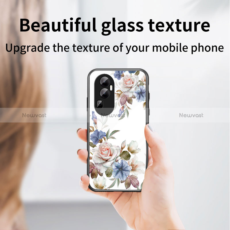 Silicone Frame Flowers Mirror Case Cover S01 for Oppo Reno10 Pro+ Plus 5G