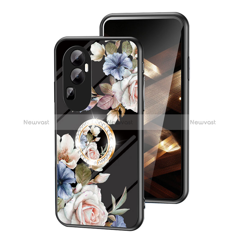 Silicone Frame Flowers Mirror Case Cover S01 for Oppo Reno10 Pro+ Plus 5G