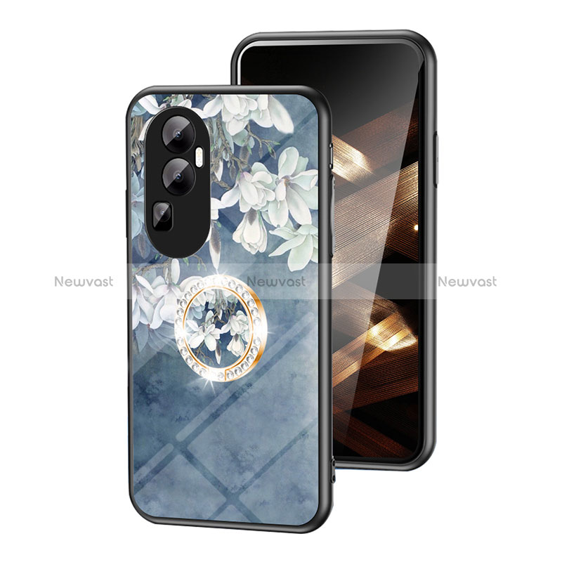 Silicone Frame Flowers Mirror Case Cover S01 for Oppo Reno10 Pro+ Plus 5G