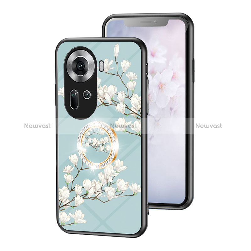 Silicone Frame Flowers Mirror Case Cover S01 for Oppo Reno11 5G