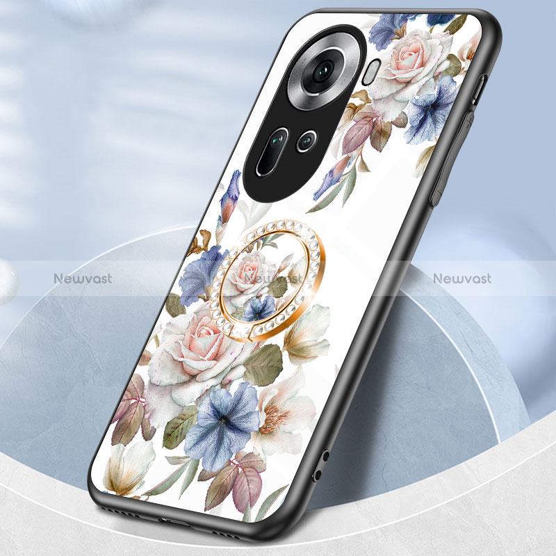 Silicone Frame Flowers Mirror Case Cover S01 for Oppo Reno11 5G