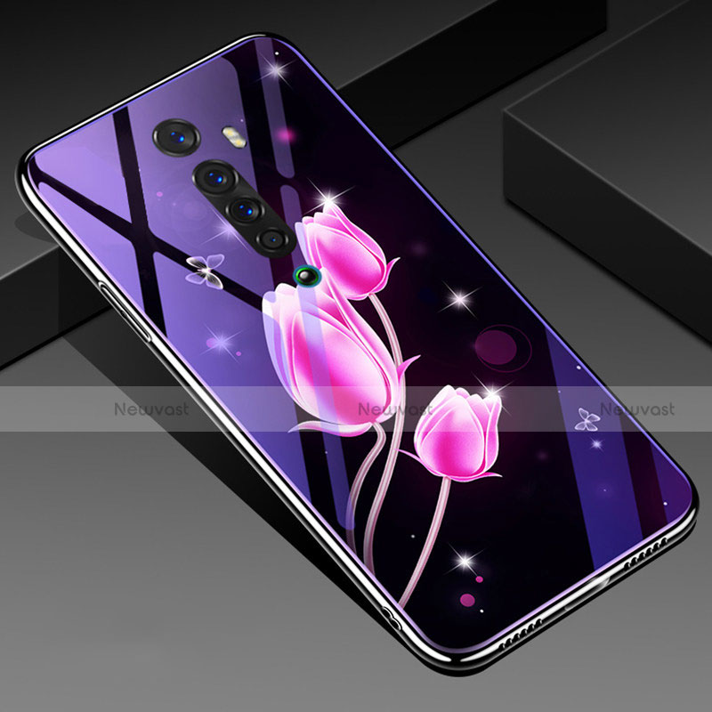 Silicone Frame Flowers Mirror Case Cover S01 for Oppo Reno2