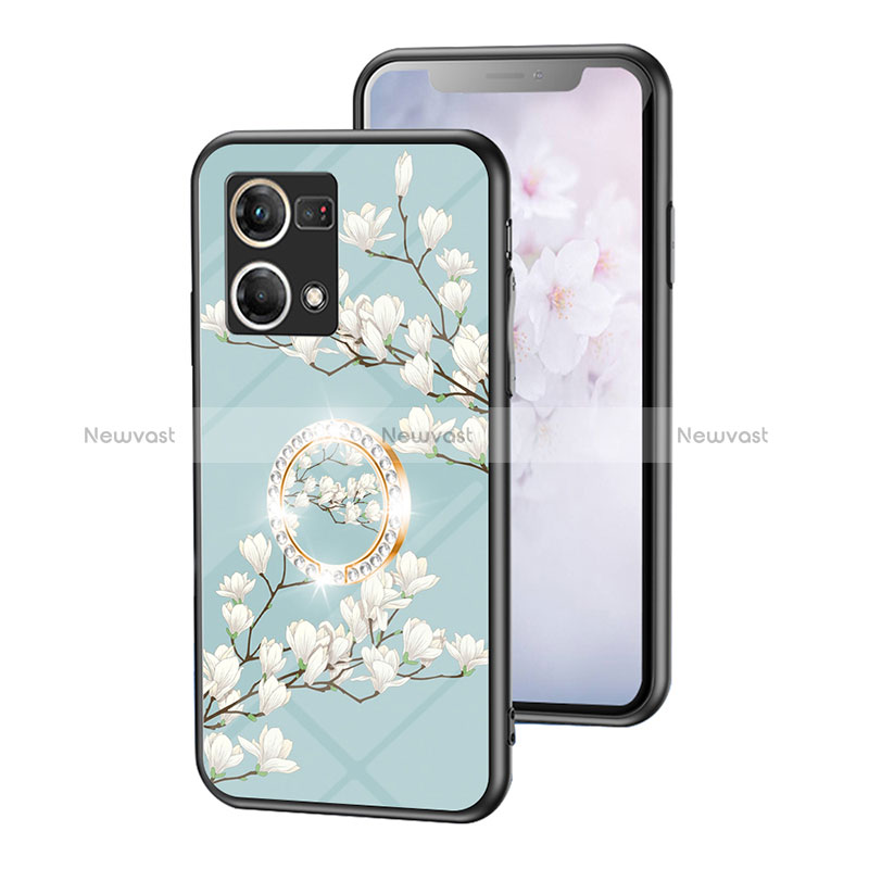 Silicone Frame Flowers Mirror Case Cover S01 for Oppo Reno8 4G