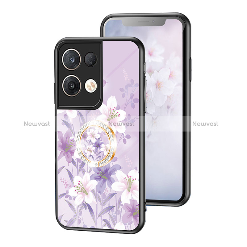 Silicone Frame Flowers Mirror Case Cover S01 for Oppo Reno8 Pro+ Plus 5G