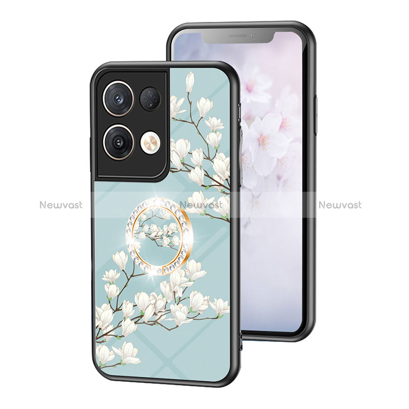 Silicone Frame Flowers Mirror Case Cover S01 for Oppo Reno8 Pro+ Plus 5G