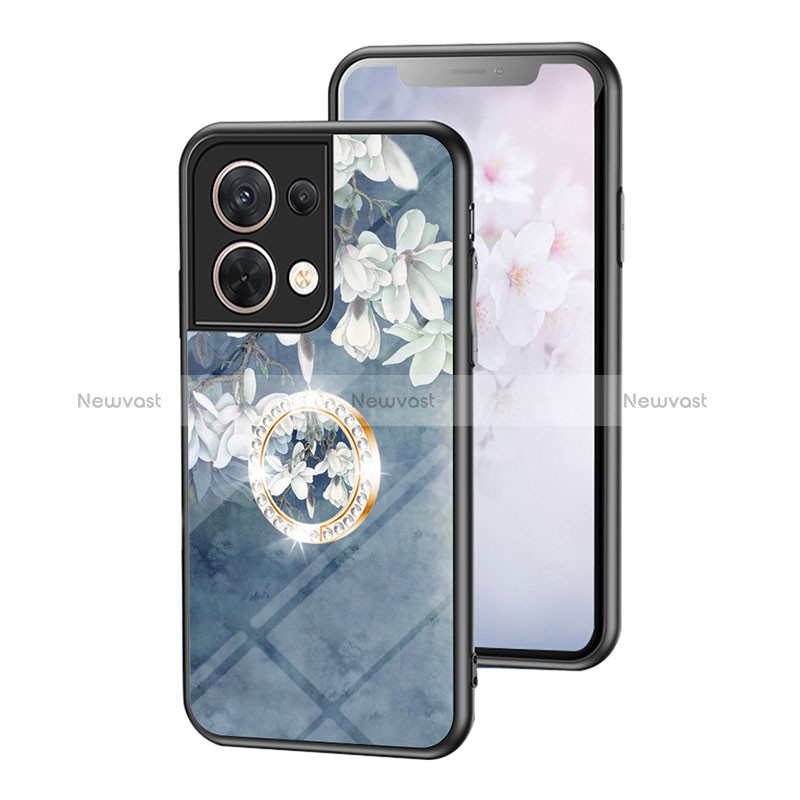 Silicone Frame Flowers Mirror Case Cover S01 for Oppo Reno9 Pro 5G
