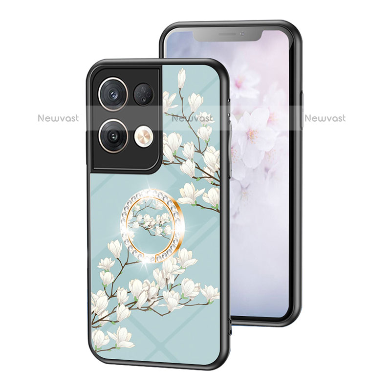 Silicone Frame Flowers Mirror Case Cover S01 for Oppo Reno9 Pro+ Plus 5G