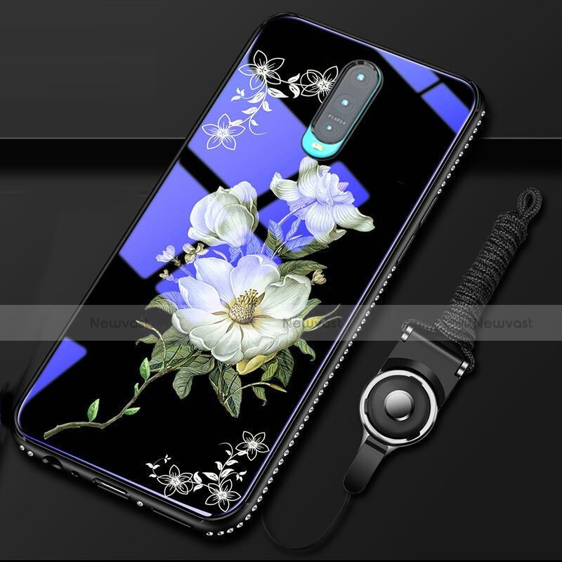Silicone Frame Flowers Mirror Case Cover S01 for Oppo RX17 Pro Black