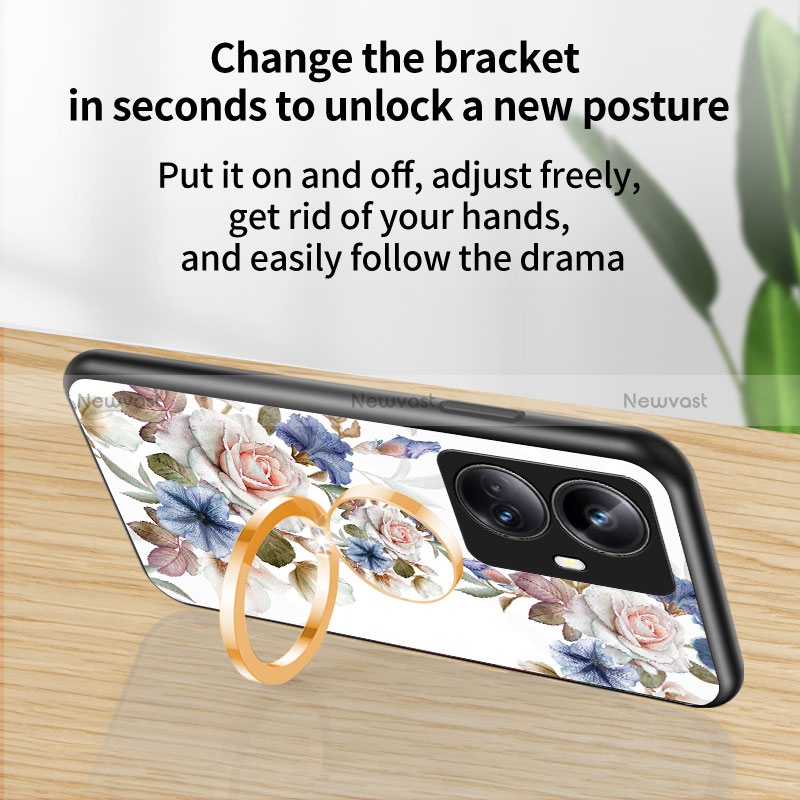 Silicone Frame Flowers Mirror Case Cover S01 for Realme 10 Pro+ Plus 5G