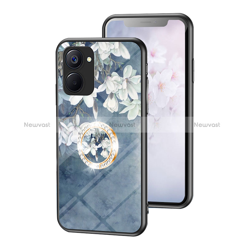 Silicone Frame Flowers Mirror Case Cover S01 for Realme 10S 5G