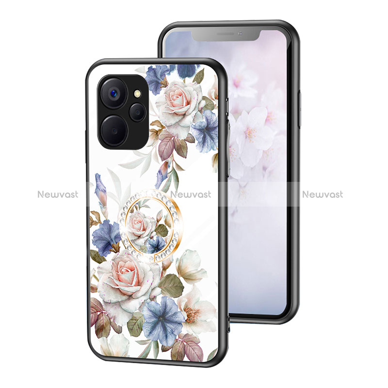 Silicone Frame Flowers Mirror Case Cover S01 for Realme 10T 5G