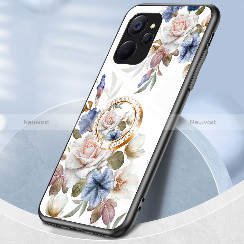 Silicone Frame Flowers Mirror Case Cover S01 for Realme 10T 5G