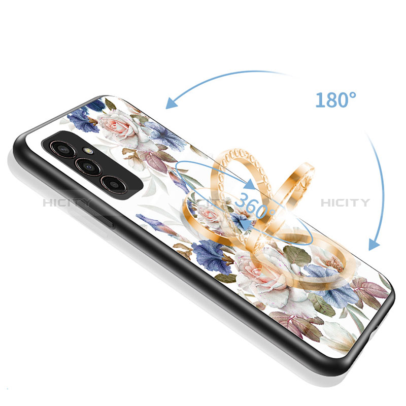Silicone Frame Flowers Mirror Case Cover S01 for Samsung Galaxy M13 4G