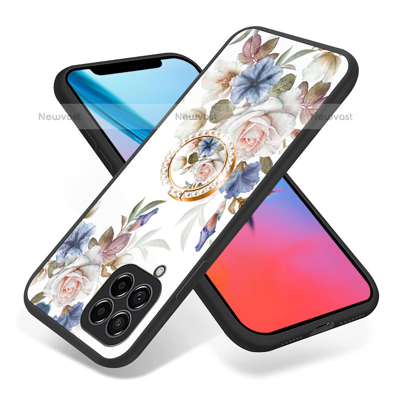 Silicone Frame Flowers Mirror Case Cover S01 for Samsung Galaxy M53 5G