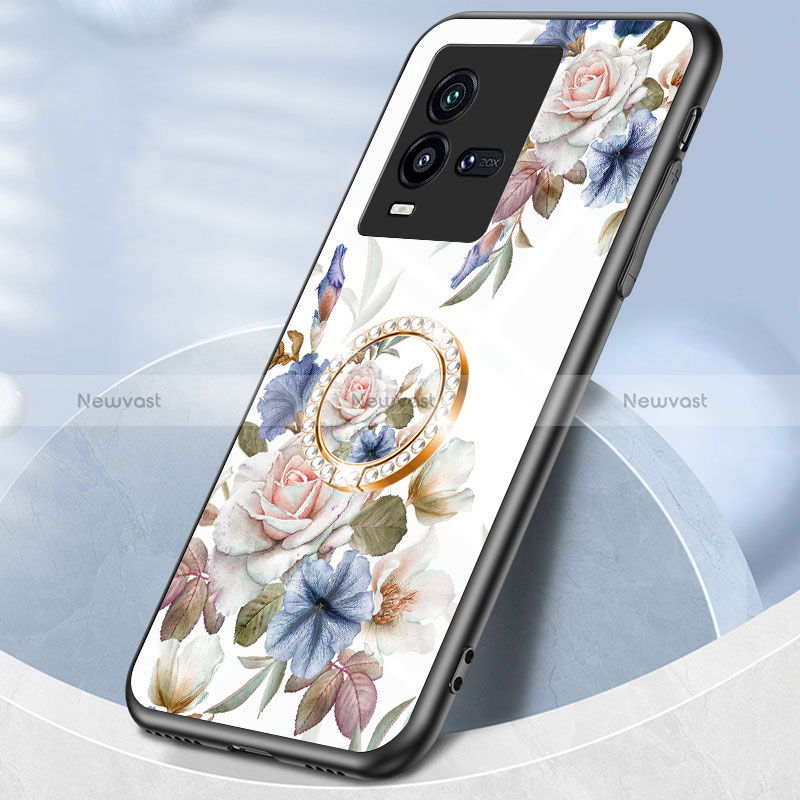 Silicone Frame Flowers Mirror Case Cover S01 for Vivo iQOO 10 5G