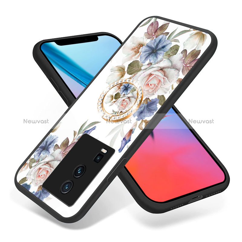 Silicone Frame Flowers Mirror Case Cover S01 for Vivo iQOO Neo7 SE