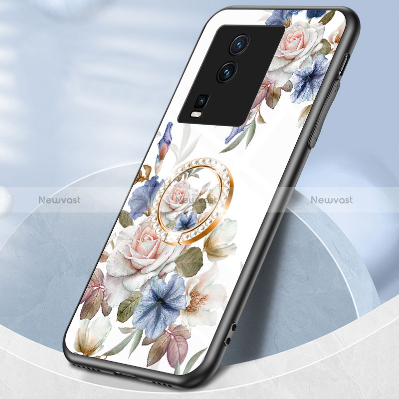 Silicone Frame Flowers Mirror Case Cover S01 for Vivo iQOO Neo7 SE